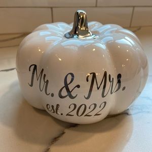 Martha Stewart “Mr. and Mrs. est. 2022” Pumpkin